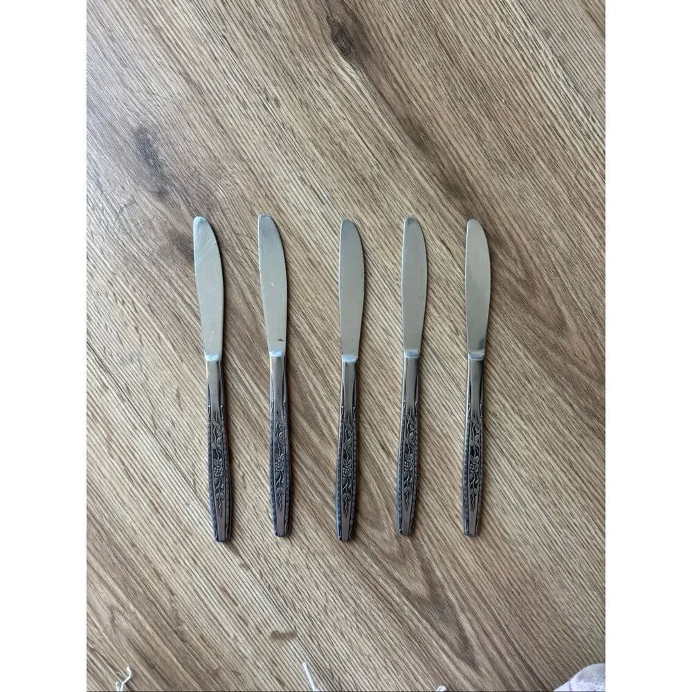 Oneida Floral Stainless Steel Dinner Knives Set of 5
